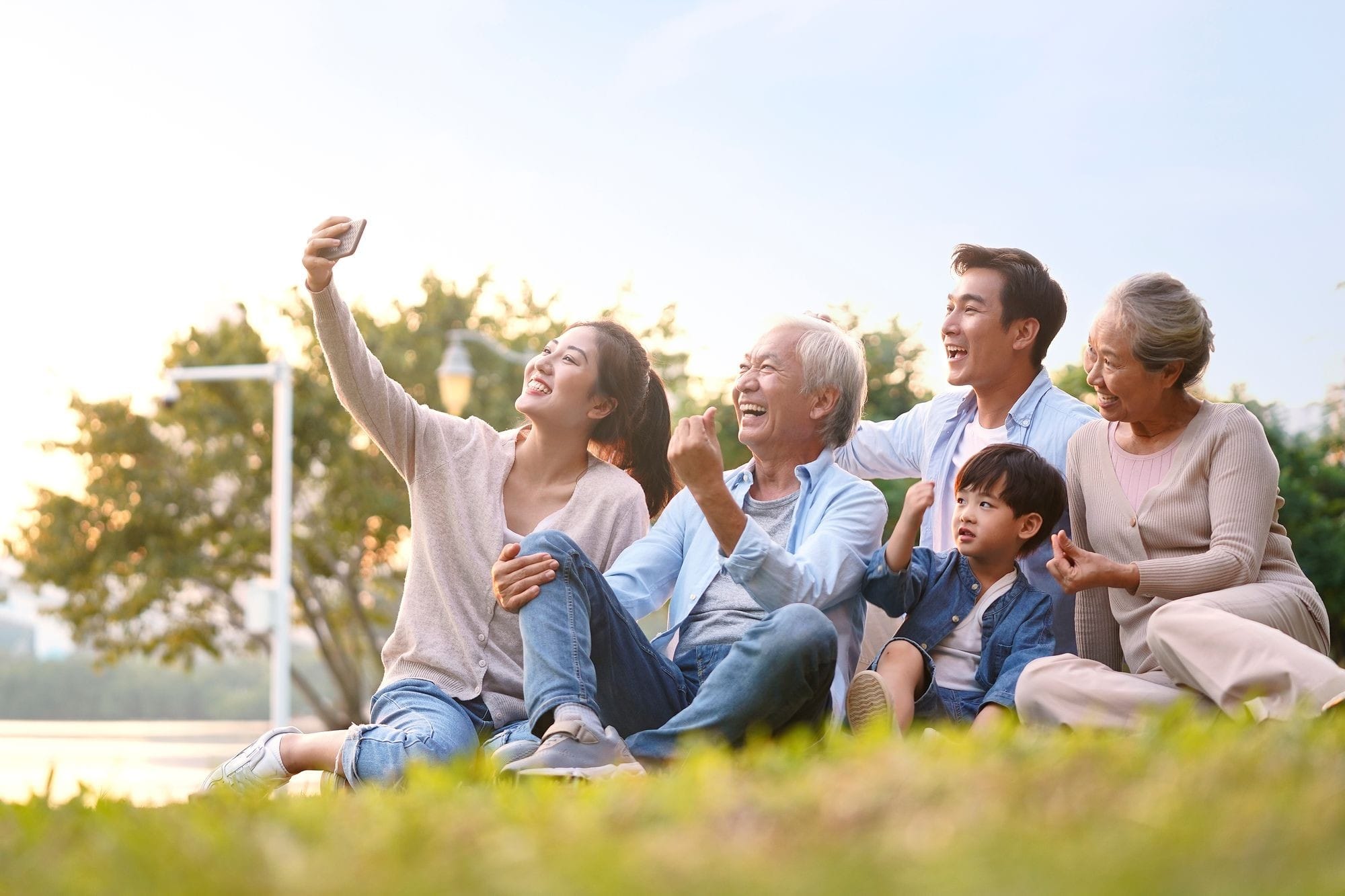 Happy Family Clicking a Selfie