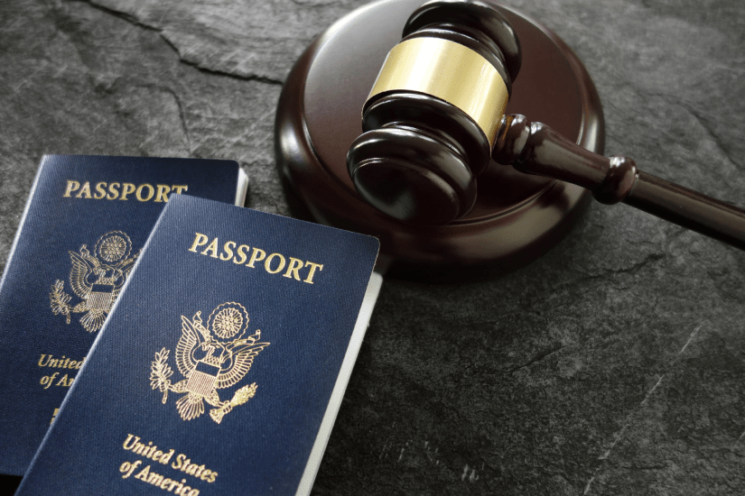 Two USA Passports and a Gavel